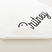 モダン白黒パーソナライズされたモノグラムと名前 シェルパブランケット (3/4)