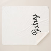 モダン白黒パーソナライズされたモノグラムと名前 シェルパブランケット (正面(横))