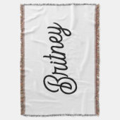 モダン白黒パーソナライズされたモノグラムと名前 スローブランケット (正面縦)