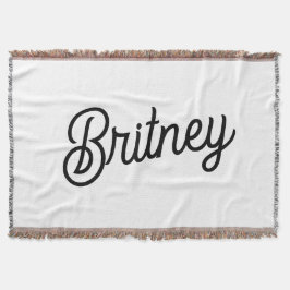 モダン白黒パーソナライズされたモノグラムと名前 スローブランケット
