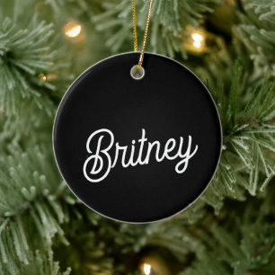モダン白黒パーソナライズされたモノグラムと名前 セラミックオーナメント