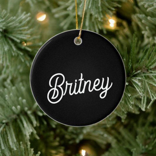 モダン白黒パーソナライズされたモノグラムと名前 セラミックオーナメント (ツリー)