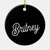 モダン白黒パーソナライズされたモノグラムと名前 セラミックオーナメント (正面)