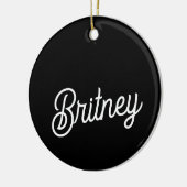 モダン白黒パーソナライズされたモノグラムと名前 セラミックオーナメント (左)