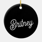 モダン白黒パーソナライズされたモノグラムと名前 セラミックオーナメント (裏面)