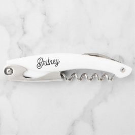 モダン白黒パーソナライズされたモノグラムと名前 ソムリエナイフ