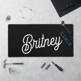 モダン白黒パーソナライズされたモノグラムと名前 デスクマット