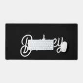 モダン白黒パーソナライズされたモノグラムと名前 デスクマット (キーボード&マウス)