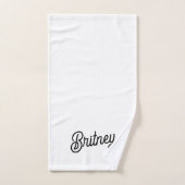 モダン白黒パーソナライズされたモノグラムと名前 バスタオルセット (ハンドタオル)