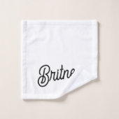 モダン白黒パーソナライズされたモノグラムと名前 バスタオルセット (ウォッシュタオル)