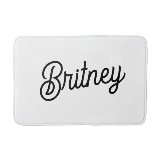 モダン白黒パーソナライズされたモノグラムと名前 バスマット (正面)