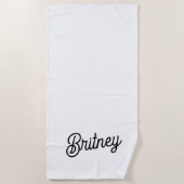 モダン白黒パーソナライズされたモノグラムと名前 ビーチタオル (正面)