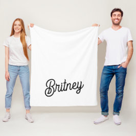 モダン白黒パーソナライズされたモノグラムと名前 フリースブランケット