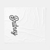 モダン白黒パーソナライズされたモノグラムと名前 フリースブランケット (正面(横))