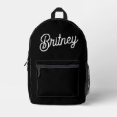 モダン白黒パーソナライズされたモノグラムと名前 プリントバックパック (正面)