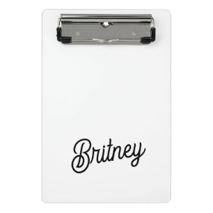 モダン白黒パーソナライズされたモノグラムと名前 ミニクリップボード