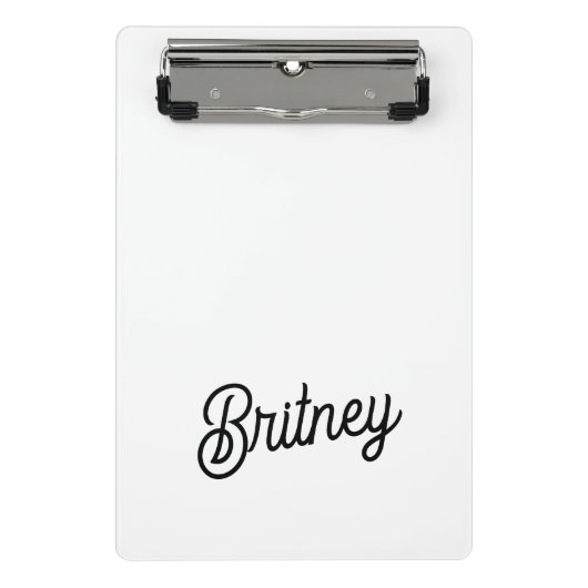 モダン白黒パーソナライズされたモノグラムと名前 ミニクリップボード (正面)