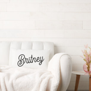 モダン白黒パーソナライズされたモノグラムと名前 ランバークッション
