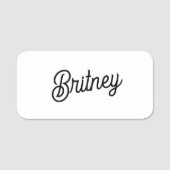 モダン白黒パーソナライズされたモノグラムと名前 名札 (正面)