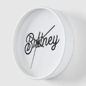 モダン白黒パーソナライズされたモノグラムと名前 壁時計 (傾斜)