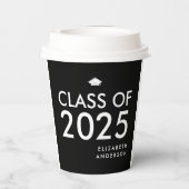 モダン白黒パーソナライズされた卒業党 紙コップ (裏面)