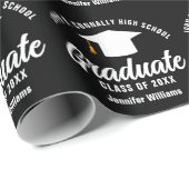 モダン白黒パーソナライズされた卒業 ラッピングペーパー (ロールコーナー)