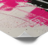 モダン白黒ピンク抽象芸術女子絵を描Po ポスター (角)