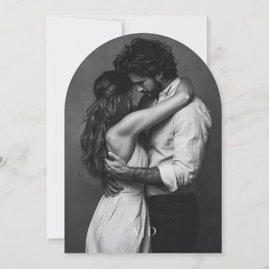 モダン白黒ファンシー無し愛結婚の 招待状 (裏面)