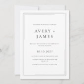 モダン白黒フォトミニマル結婚リスト 招待状 (正面)