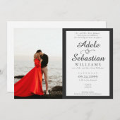 モダン白黒フォトモノグラフォーマルム結婚ズ 招待状 (正面/裏面)