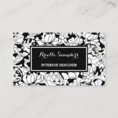 モダン白黒フローラガーリーインテリア設計者 名刺 (正面)
