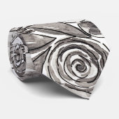 モダン白黒フローラ水彩模様 ネクタイ (ロール)