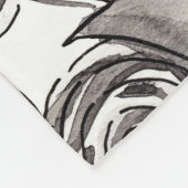 モダン白黒フローラ水彩模様 フリースブランケット (角)