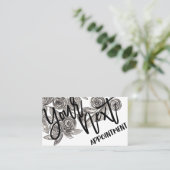 モダン白黒フローラ水彩模様 予約カード (スタンド正面)