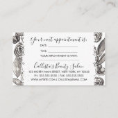 モダン白黒フローラ水彩模様 予約カード (裏面)