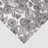 モダン白黒フローラ水彩模様 薄葉紙 (詳細)