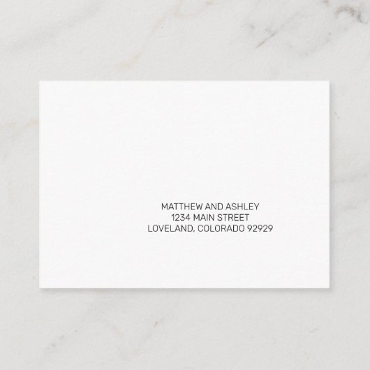 モダン白黒フローラ結婚の返信RSVP エンクロージャーカード (裏面)