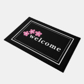 モダン白黒フローラ ドアマット (アングル)