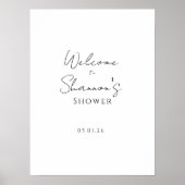 モダン白黒ブライダルシャワーウェルカムサイン ポスター (正面)