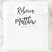 モダン白黒ブラシスクリプトの大きな名結婚前 スクエアシール (バッグ)