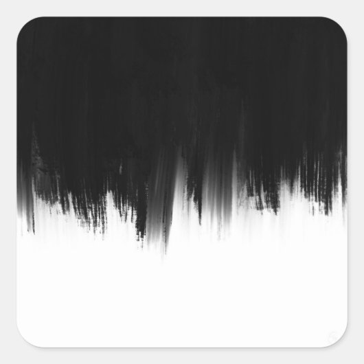 モダン白黒ブラシストロークデザイン スクエアシール (正面)