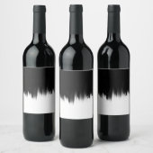 モダン白黒ブラシストロークデザイン ワインラベル (ボトル)