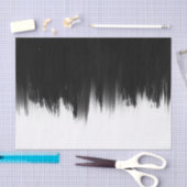 モダン白黒ブラシストロークデザイン 薄葉紙 (クラフト)