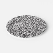 モダン白黒ブラシストローク紙吹雪パターン ペーパープレート (アングル)