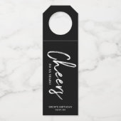 モダン白黒ブラシレタリング応援パーティー ボトルネックタグ (正面)