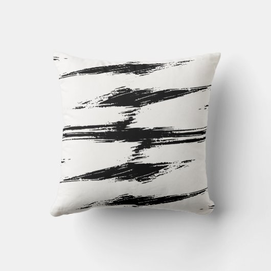 モダン白黒ブラシ線絵を描 クッション (裏面)