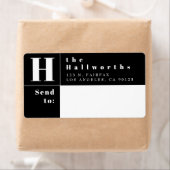 モダン白黒ブロックはっきりした差出人住所 ラベル (インサイチュ)