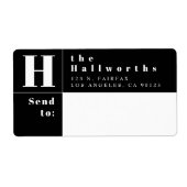 モダン白黒ブロックはっきりした差出人住所 ラベル (正面)