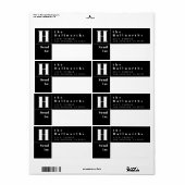 モダン白黒ブロックはっきりした差出人住所 ラベル (フルシート)