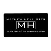 モダン白黒プロフェッショナルモノグラムの ラベル (正面)